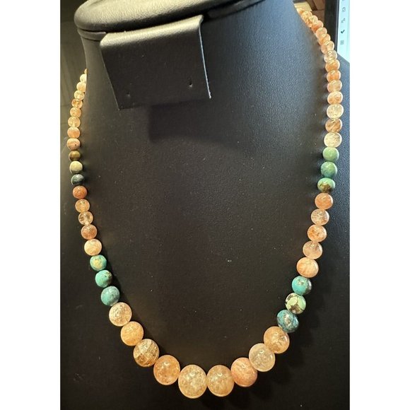 Jay King DTR Desert Rose Trading Sterling 925 Sunstone Turquoise Beaded Necklace - Picture 2 of 8